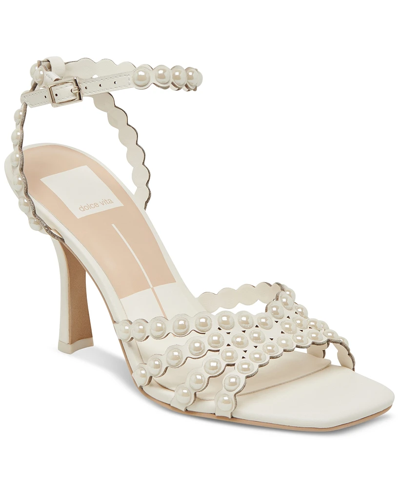 Dolce Vita Women's Hellen Pearl Strappy Two-Piece Stiletto Dress Sandals