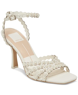 Dolce Vita Women's Hellen Pearl Strappy Two-Piece Stiletto Dress Sandals