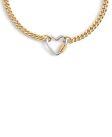 Coach Two-Tone Signature Carabiner Heart Link Bracelet