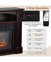Sugift 18 Inch 1400W Electric Tv Stand Fireplace with Shelf