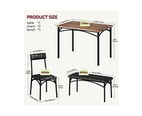 gaomon Dining Table Set for 5 Kitchen with 2 Upholstered Chairs and Bench 4 Pcs Rectangular Small Space Apartment Studio