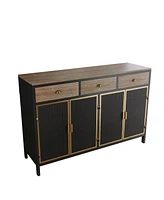 Slickblue 4 Doors Modern Sideboard with 3 Top Drawers, Sideboard Storage Cabinet Entryway Floor Cabinet for Living Room Office Bedroom