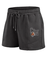 Wear by Erin Andrews Women's Black Cincinnati Bengals Washed Fleece Long Sleeve T-Shirt Shorts Lounge Set