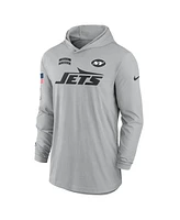 Nike Men's Gray New York Jets 2024 Salute to Service Lightweight Performance Long Sleeve Hooded T-Shirt