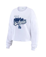 Wear by Erin Andrews Women's White Los Angeles Dodgers Domestic Postcard Long Sleeve T-Shirt