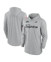 Nike Men's Gray Miami Dolphins 2024 Salute to Service Lightweight Performance Long Sleeve Hooded T-Shirt