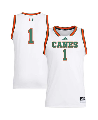 Adidas Men's 1 White Miami Hurricanes Replica Swingman Jersey