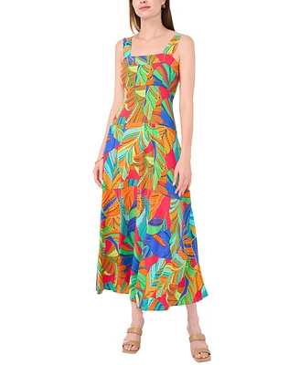 Msk Women's Printed Square-Neck Sleeveless Maxi Dress