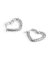 Coach Faux Stone Signature Quilted Heart Hoop Earrings