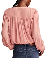 Lucky Brand Women's Smocked Bubble-Hem Top