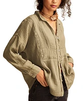 Lucky Brand Women's Lace-Trim Gauze Shirt