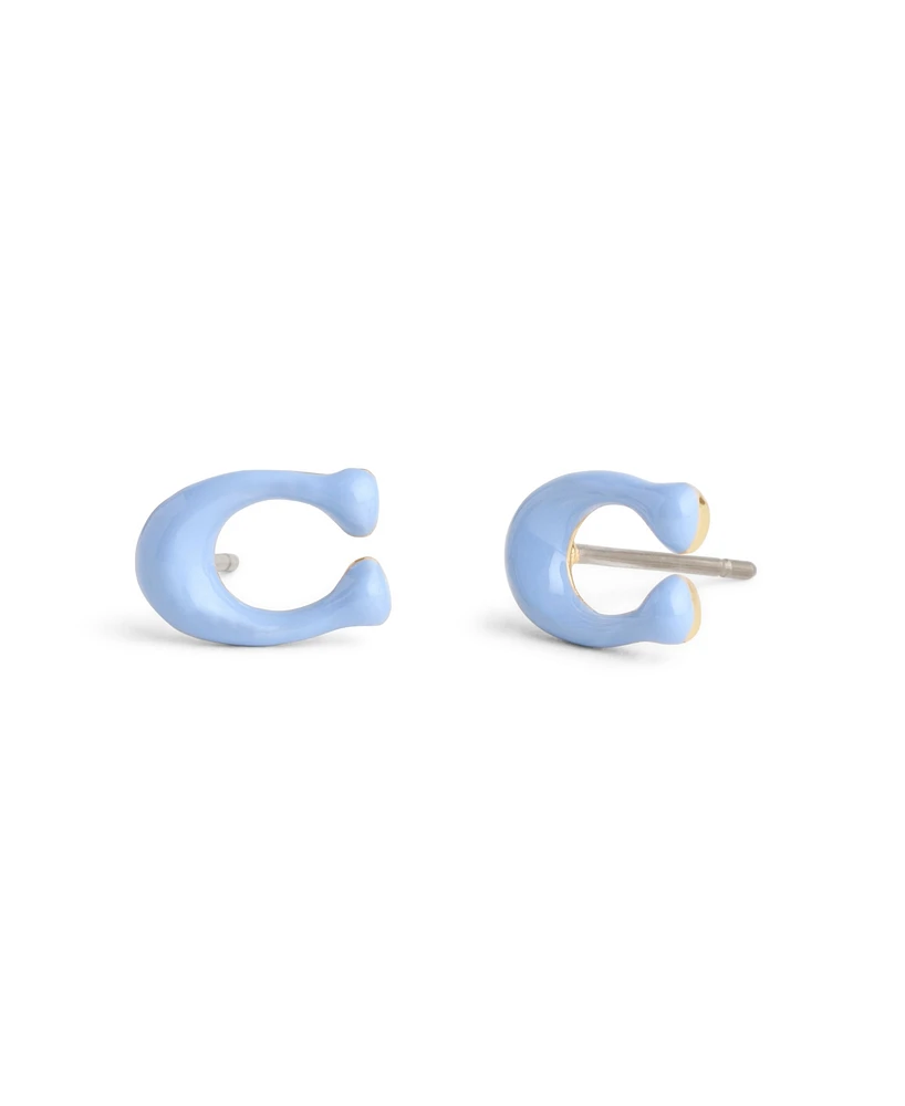 Coach Enamel Signature C Stud Earrings