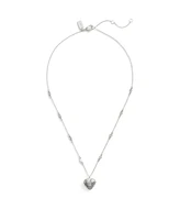 Coach Cubic Zirconia Signature Quilted Heart Pendant Necklace