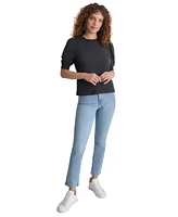 Dkny Jeans Women's Cotton Ruched Puff-Sleeve T-Shirt