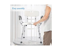 gaomon U Shower Seat, Adjustable Height Shower Chair, with Padded Armrests and Back, Inside Shower Chair Support 350 lb Capacity
