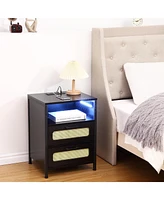 gaomon Nightstand with Charging Station and Led Light