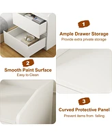 gaomon Nightstand with 2 Drawer Modern Side Table with Storage Wide End Table