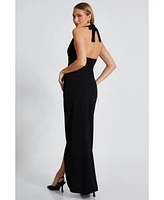 Quiz Women's Scuba Crepe Buckle Detail Halter Neck Maxi Dress