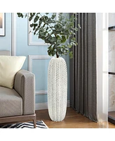 LuxenHome Modern Geometric Pattern Polyresin -Inch Tall Cylinder Vase