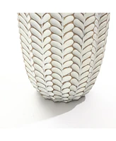 LuxenHome Modern Geometric Pattern Polyresin -Inch Tall Cylinder Vase