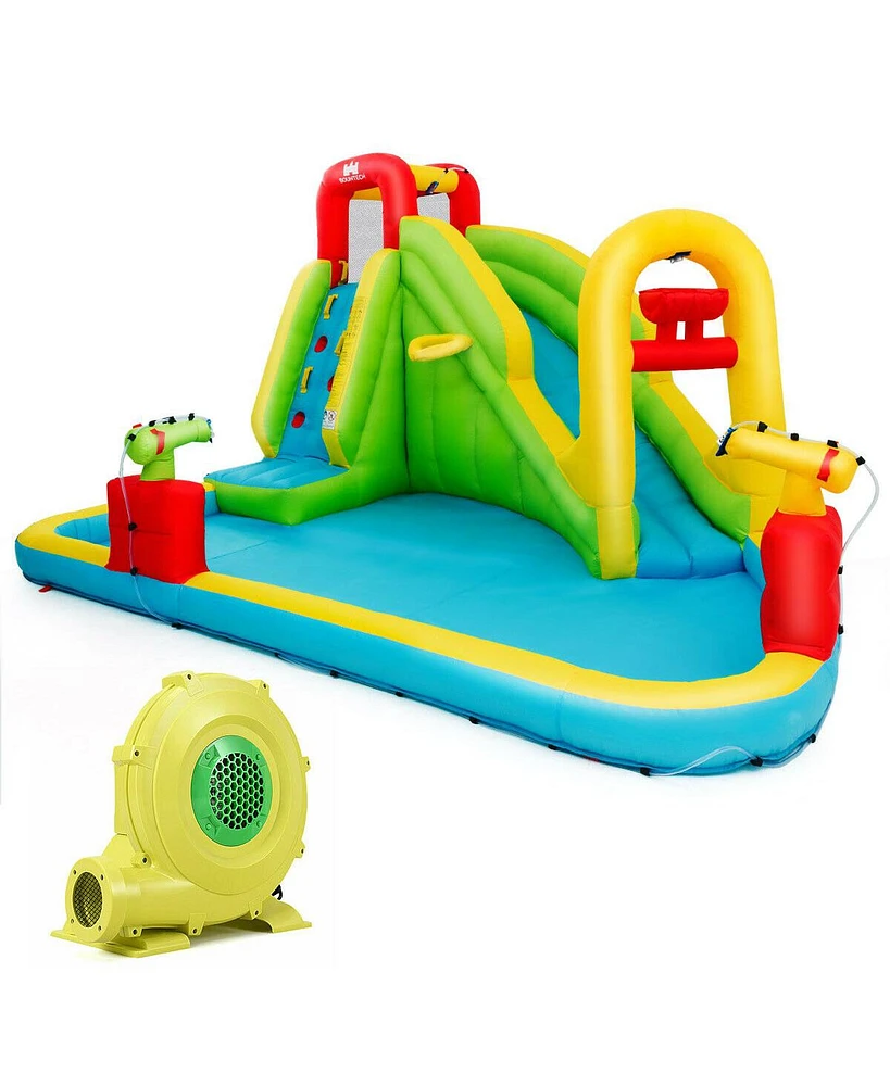 Gymax Outdoor Inflatable Splash Water Bounce House Jump Slide w/Blower