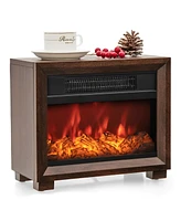 Sugift Mini Wooden Space Tabletop Fireplace with Realistic Flame Effect