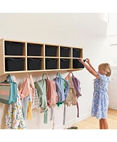 ECR4Kids Scoop Front Storage Bins, Black, 10-Piece