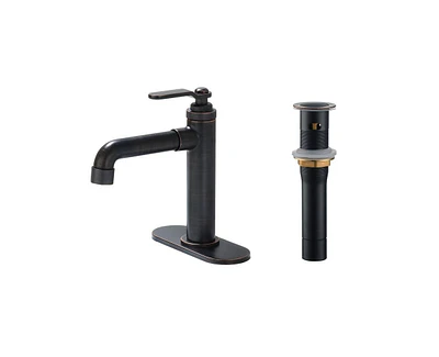 Casainc Single Hole Faucet Single-handle Bathroom with Drain Assembly