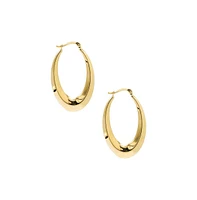 By Adina Eden Solid Oval Shape Elongated Hoop Earring 14K