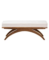 Baxton Studio Orella Japandi Cream Boucle Fabric and Walnut Brown Finished Wood Bench