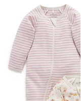 Purebaby Baby Girls 2 Pack Zip Coverall