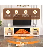 Sugift 36 Inches Electric Fireplace Heater Recessed with Led Strip Lights and Remote Control