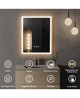 Wisfor 400 x 500mm Bathroom Led Mirror Wall Dimmable Makeup Vanity Mirror with Memory Function