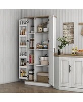 Homcom 70" Tall Kitchen Pantry Storage Cabinet with Spice Racks,