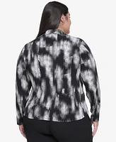 Dkny Plus Printed Collared Twist-Front Top