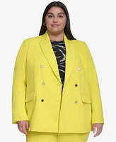 Dkny Plus Notched Collar Double Breasted Blazer