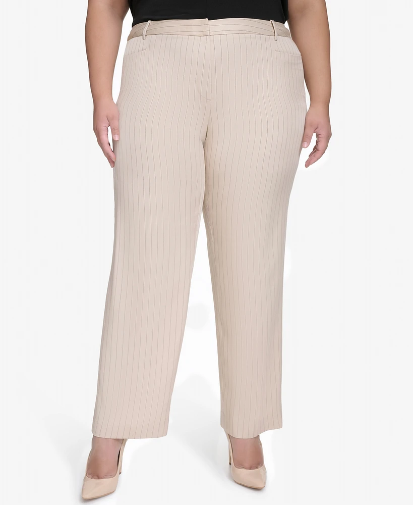 Dkny Plus Pinstriped Modern-Fit Bootcut Pants