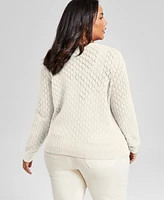 And Now This Trendy Plus Long-Sleeve Pointelle-Knit Cardigan, Exclusively at Macy's