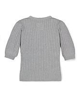 Hope & Henry Women's Puff Sleeve Button Front Sweater