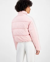 Guess Women's Jean Mock-Neck Zip-Front Puffer Jacket