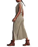 Lucky Brand Women's Sandwash Ruched Sleeveless Midi Dress