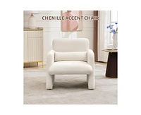 gaomon Modern Accent Chair, Single Sofa Chair with Arms, Chenille Upholstered Comfy Reading Arm Chair with Waist Pillow for Bedroom,Modern Accent Chai