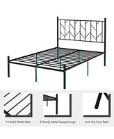 Sugift Full Size Platform Bed Frame with Sturdy Metal Slat Support