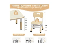 gaomon Kids Table and 2 Chairs Set with Graffiti Desktop, Height Adjustable Toddler Set, 4 1 Activity Play for Reading