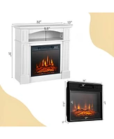 Skonyon 18 Inch 1400W Electric Tv Stand Fireplace with Shelf