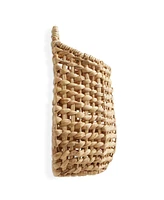 Casafield Open Weave Wall Hanging Basket for Plants and Flowers, Natural Water Hyacinth Boho Planter Accent for Front Door and Entryway