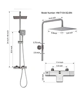 Casainc Thermostatic 9.8" Square Shower System with 3 Spray Modes Hand Shower