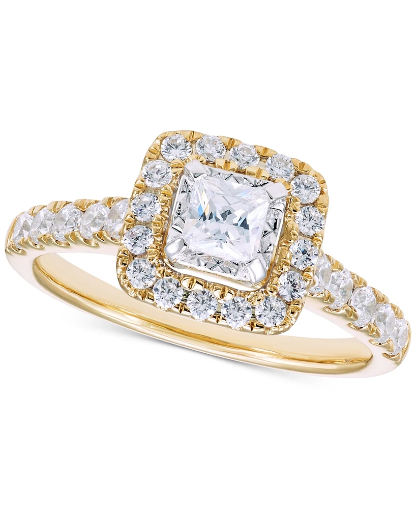 Diamond Princess Halo Engagement Ring (1 ct. t.w.) in 14k Gold