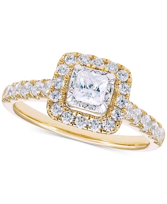 Diamond Princess Halo Engagement Ring (1 ct. t.w.) in 14k Gold