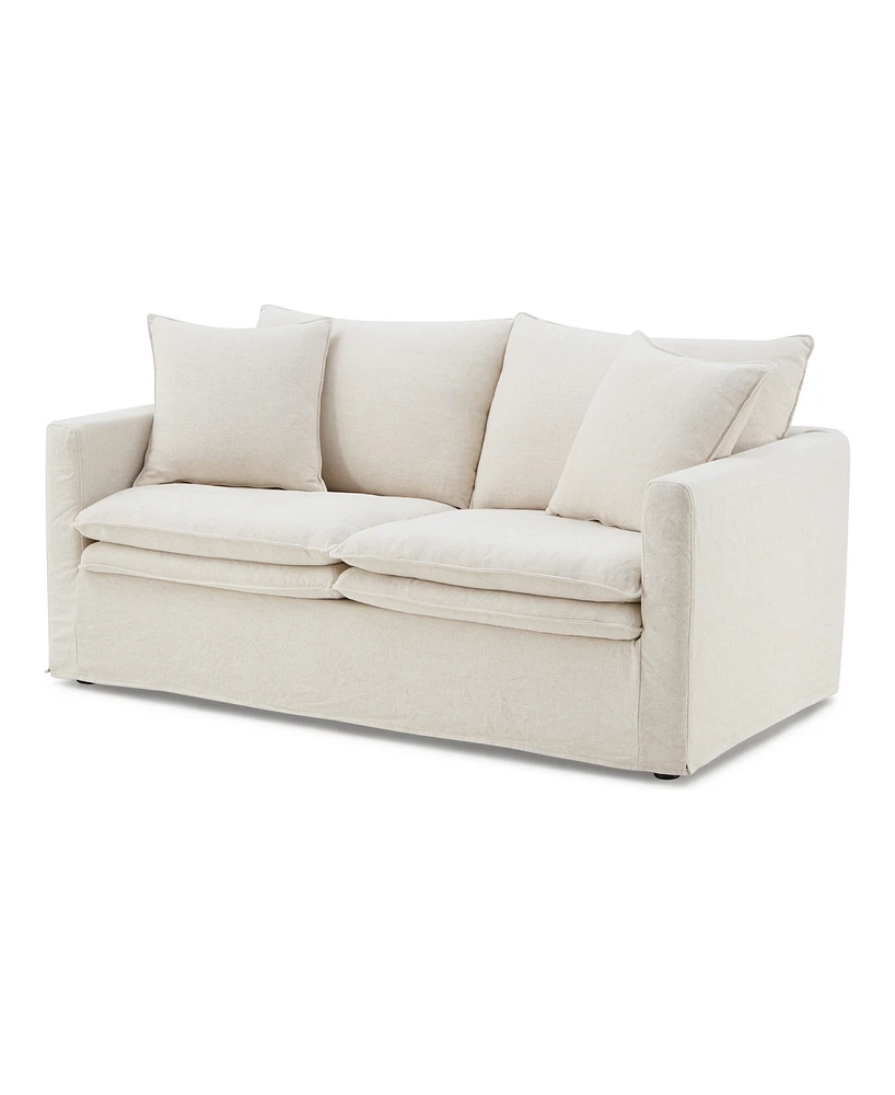 Furniture of America 68" Linen Maddy 2-Seater Narrow Track Arm Loveseat
